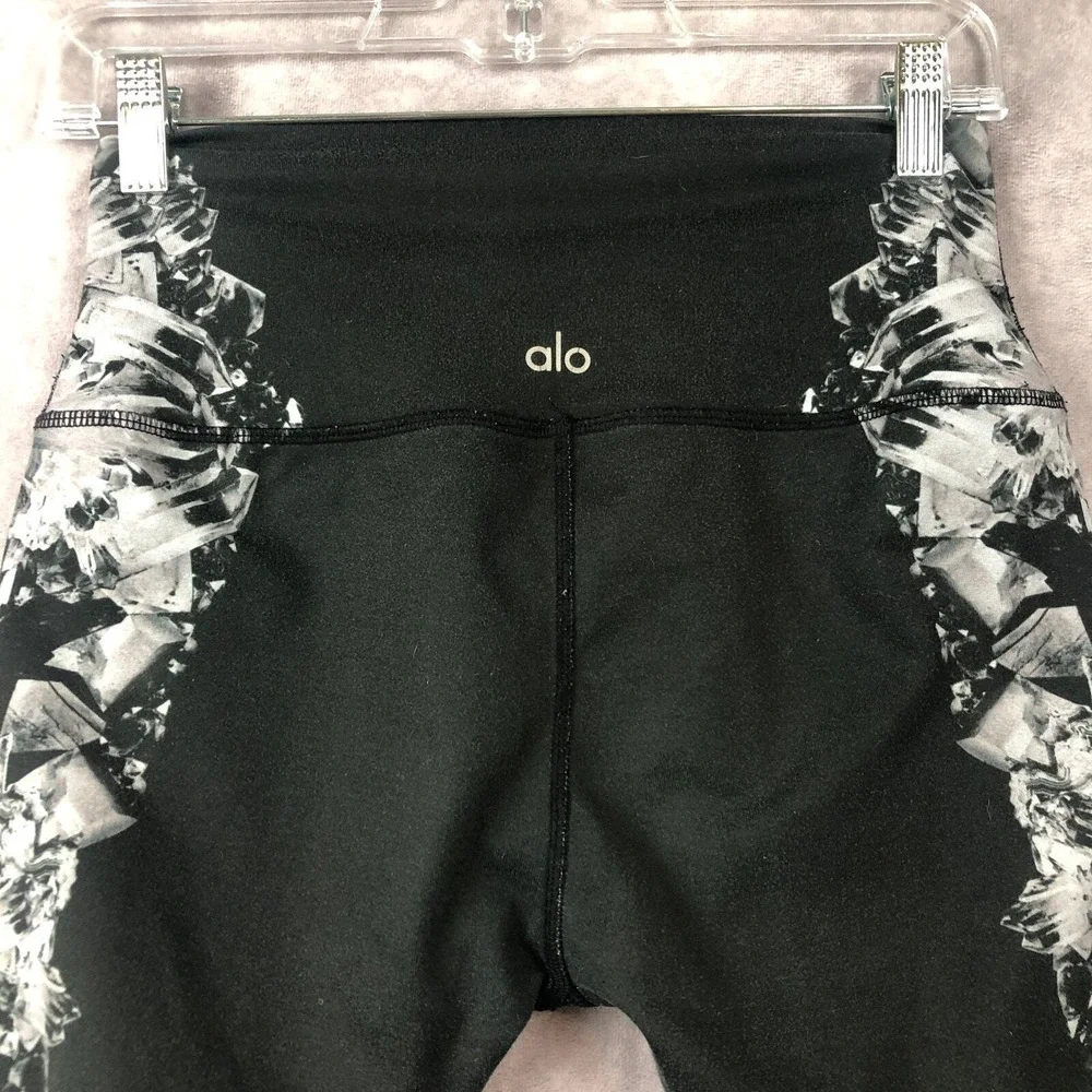 Alo Yoga Leggings Pants Womens XS Gray White Abstract Pattern Full‎ Length